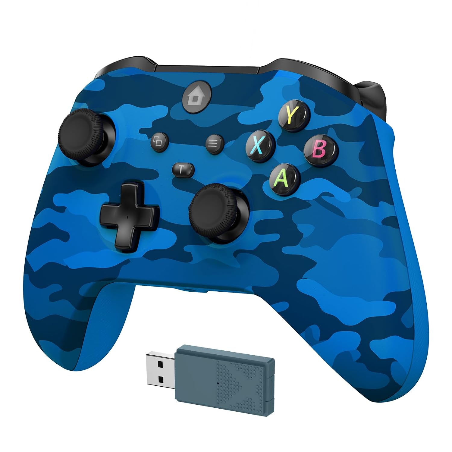 Detalle de GMVOX Wireless Controller, Blue Camo, Hall Effect Controls and 2.4G Adapter