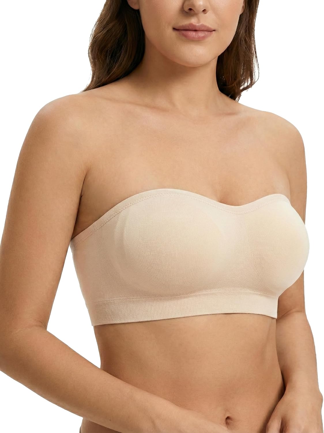 Detalle 2 de ANGOOL BH ohne Träger Damen – Unsichtbarer Bandeau Push-Up mit Anti-Rutsch Silikon