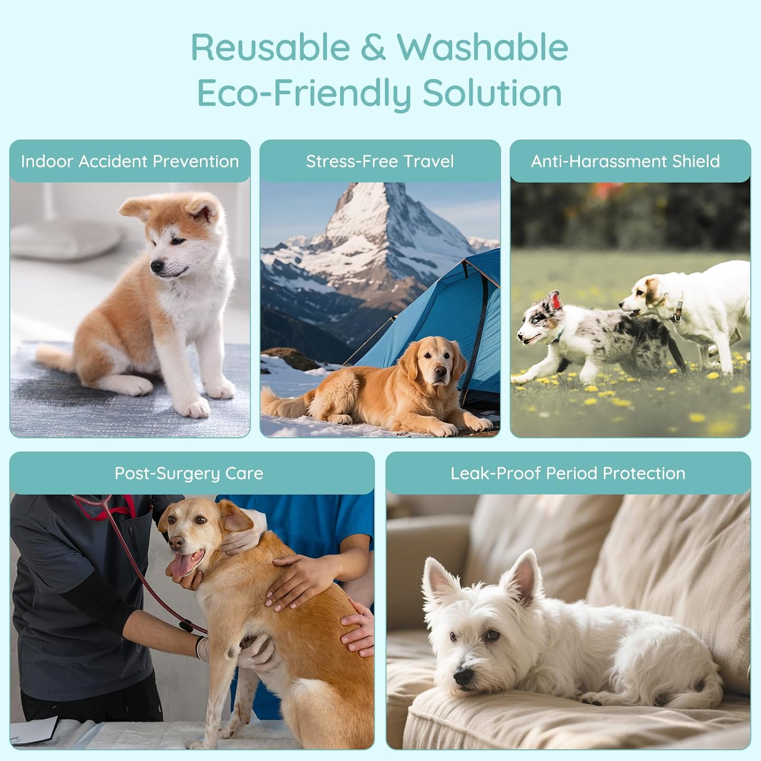 Detalle de BELLA & PAL Dog Nappies Female: Reusable XL Period Pants for Large Dogs (3-Pack)