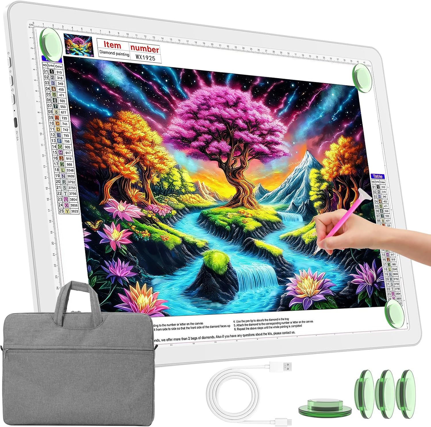 TOHETO Bloc lumineux A3 rechargeable avec sac de transport – tablette lumineuse polyvalente pour traçage et dessin