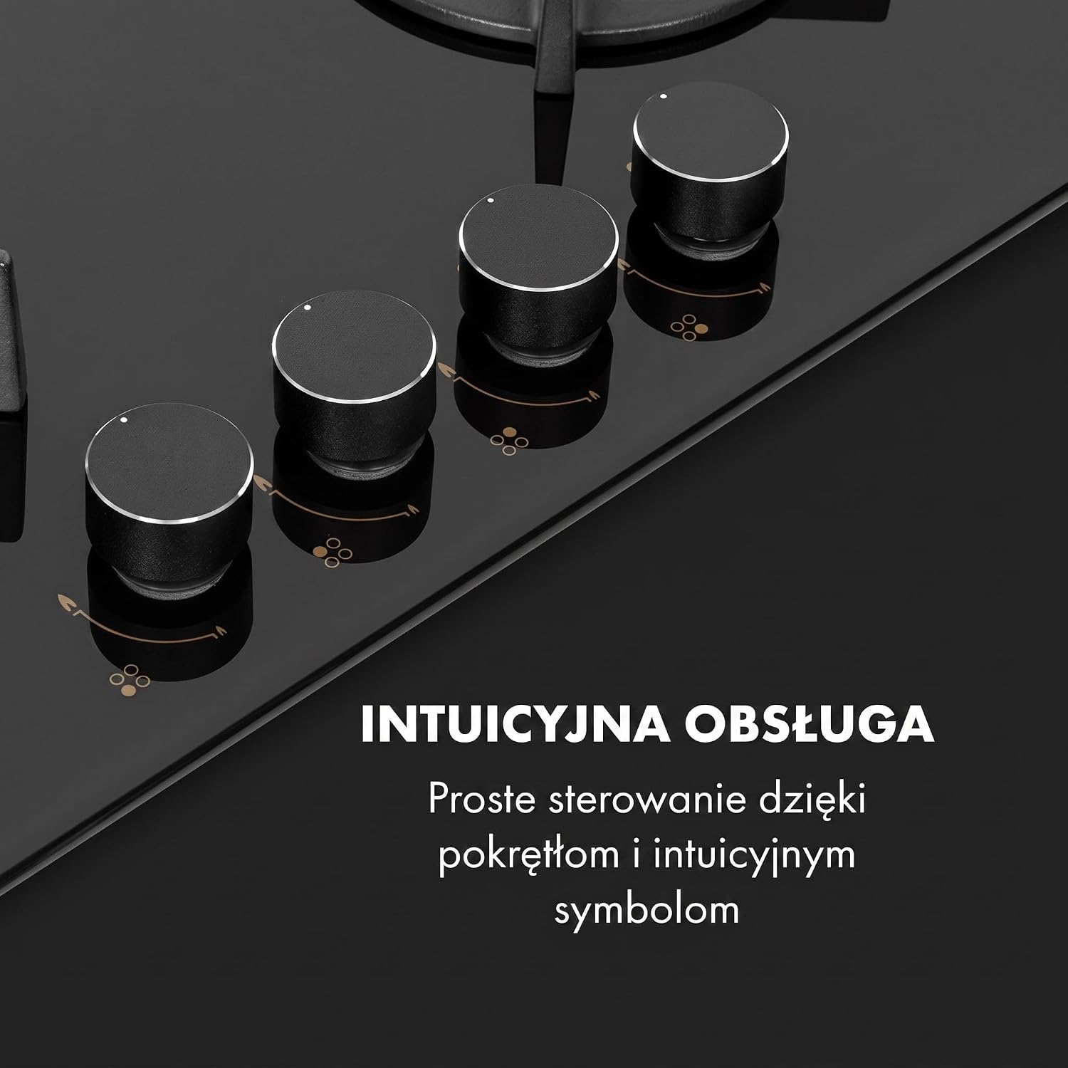 Detalle de Klarstein Goldflame – płyta gazowa do zabudowy, 4 palniki, wok, 8000 W