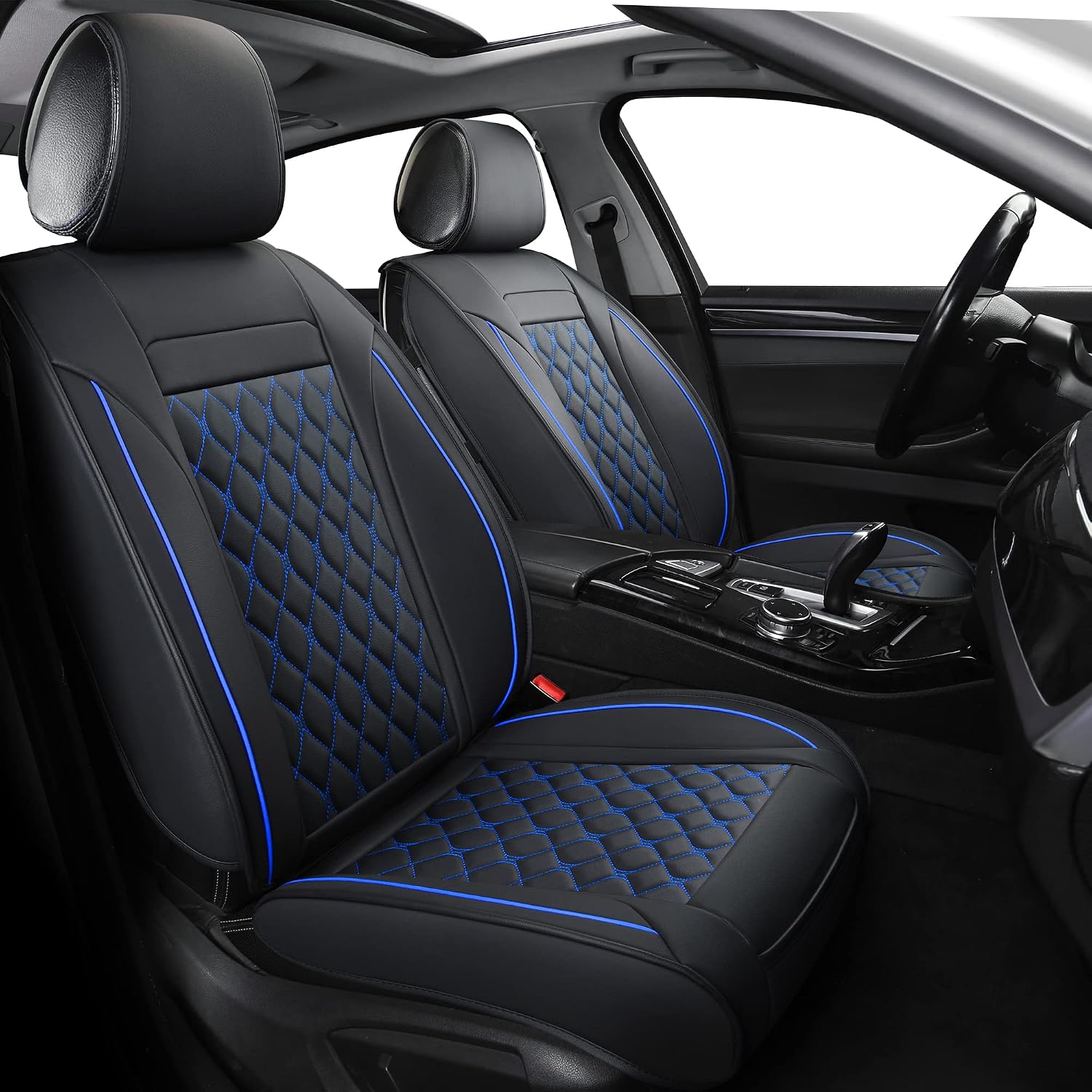 Detalle de Housses de siège universelles noir/bleu pour 5 places 🚘
