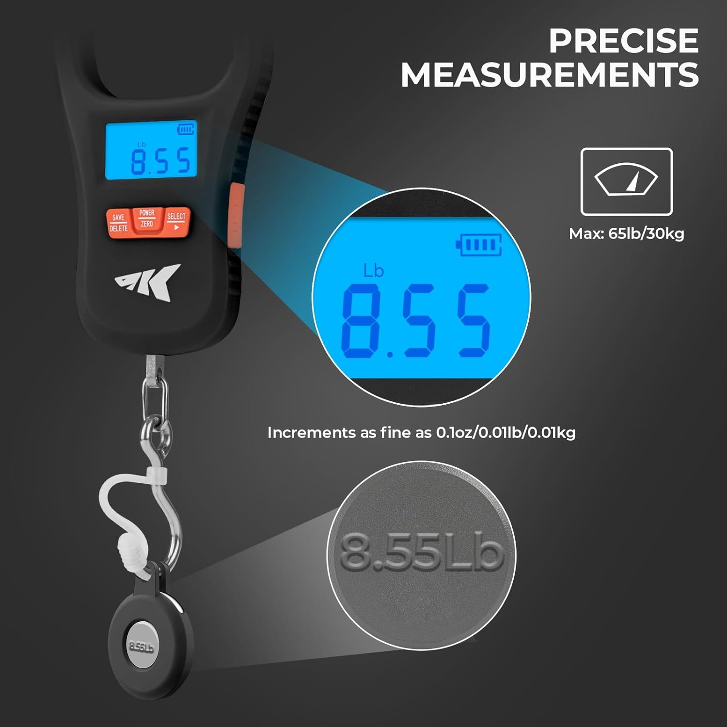 Thumbnail 5 de KastKing ToughTide Fishing Scale: Ultra-Thin, USB-C Rechargeable, 65lb Capacity