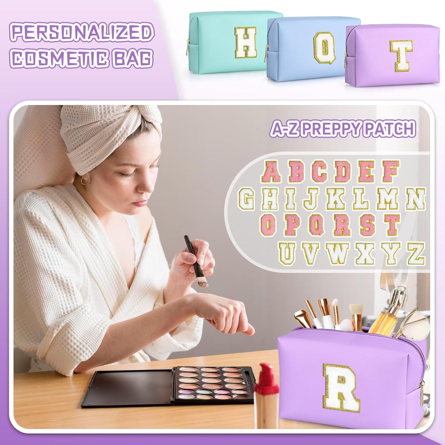 Thumbnail 2 de TOPEAST Preppy Patch Makeup Bag 21.1cm 💄