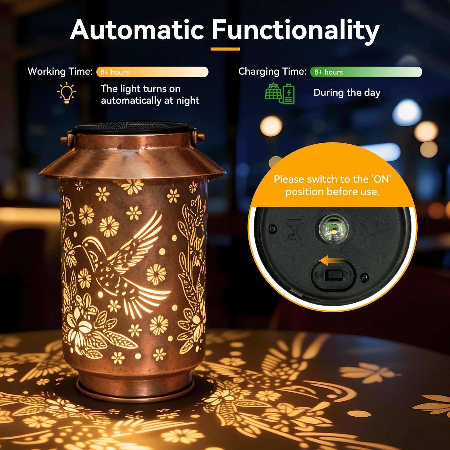 Detalle de Hopexy Hummingbird Solar Lantern Outdoor Hanging Lights (2 Pack)