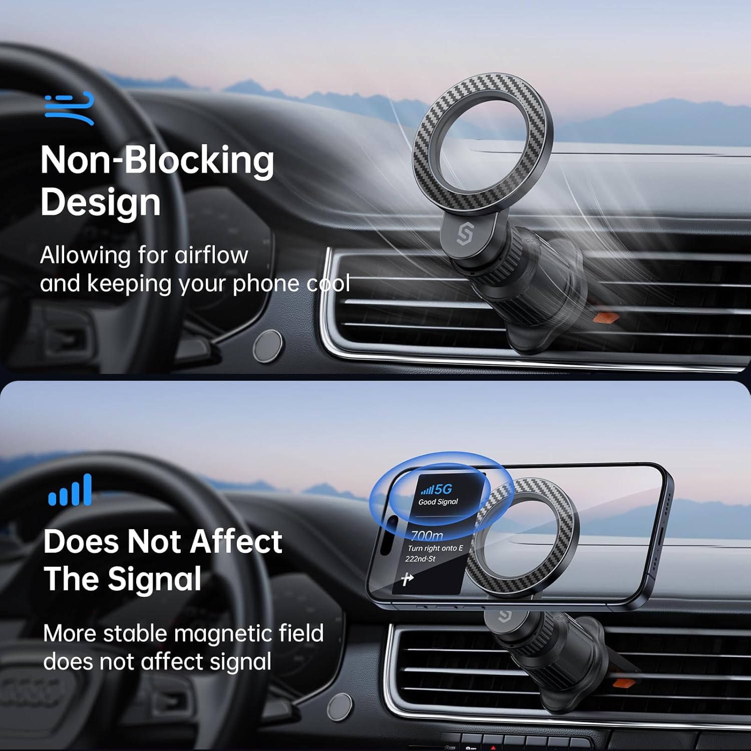 Thumbnail 3 de SYNCWIRE MagSafe Car Holder for Air Vent (Ring Ventilation) with 360° Rotation