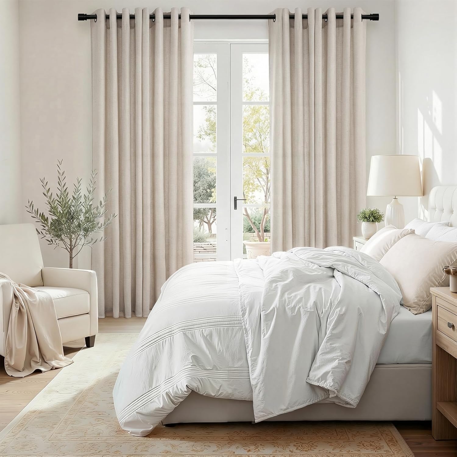 Detalle 2 de Drapenova Sheer Curtain Linen-Blend Drapes, 84-Inch, Bronze Grommets