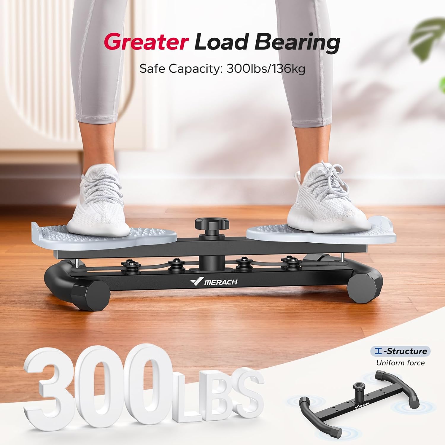 Detalle de MERACH MR-2465 Waist Twister Board, Dual Non-Slip Pedals, 300 lb Capacity