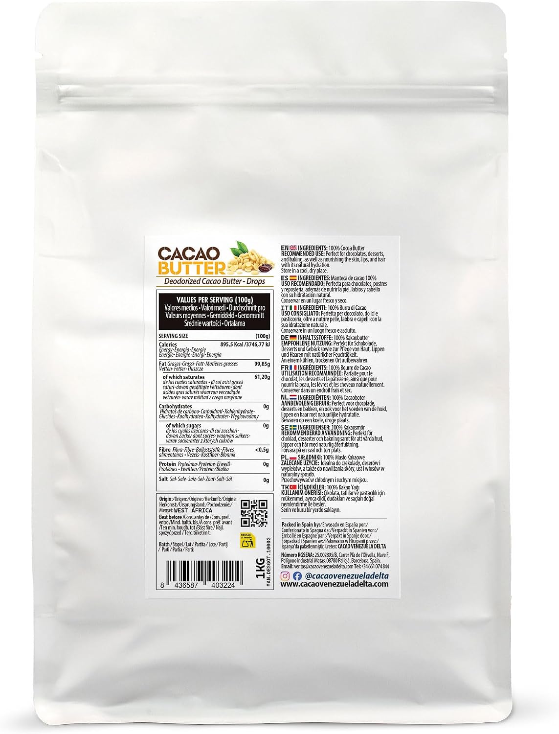 Detalle 2 de Cacao V Delta Manteca De Cacao 1 Kg