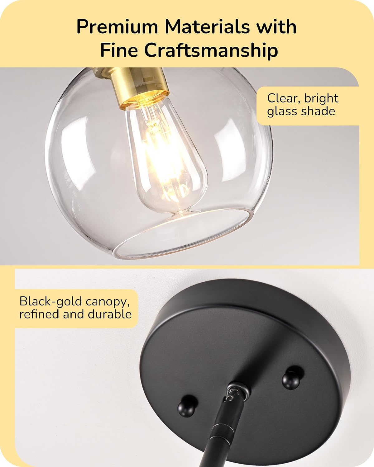 Thumbnail 1 de EDISHINE Mid-Century Pendant Lights, 2-Pack with Clear Glass Globes