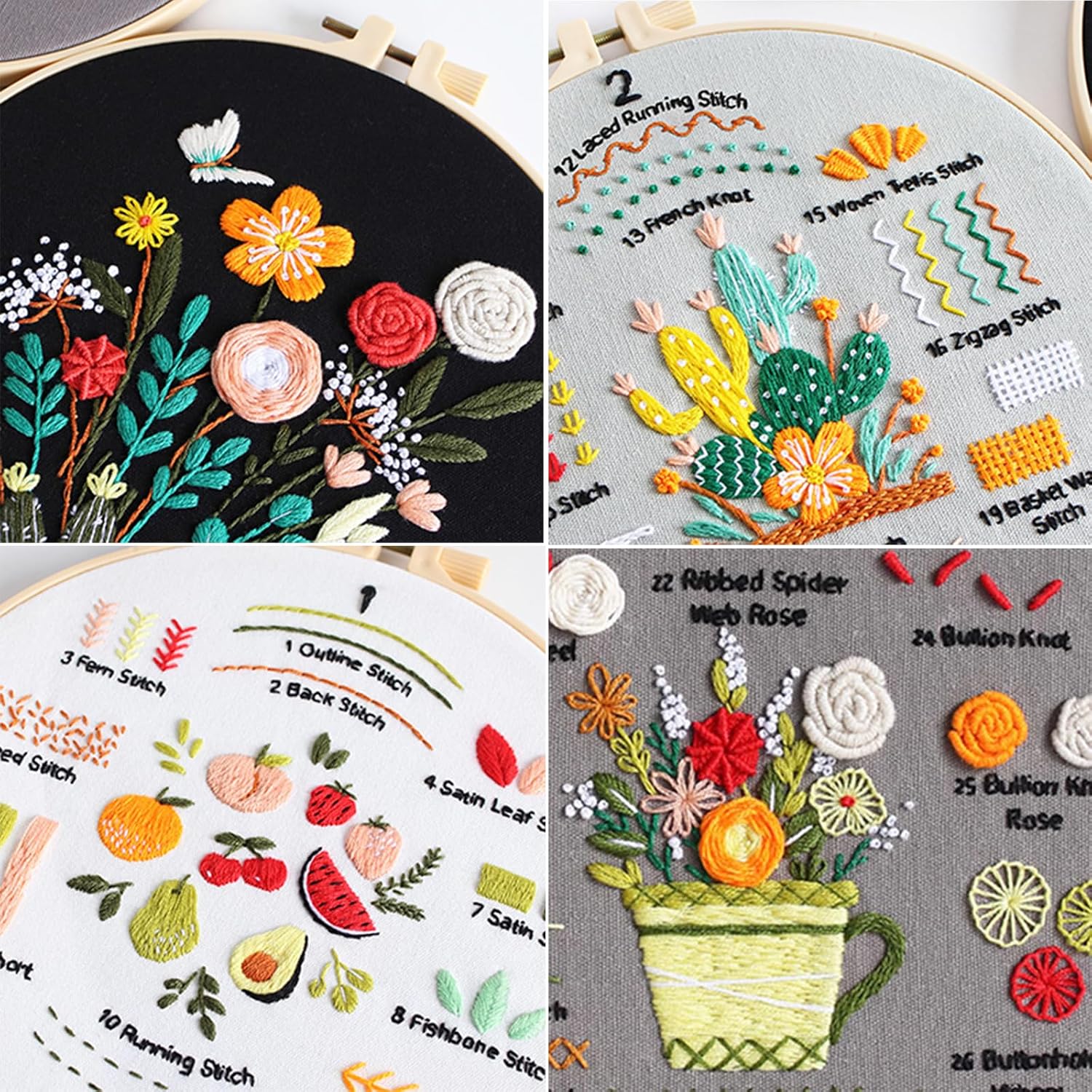 Detalle de Smart-Feather 3 Sets Mushroom Embroidery Kit for Beginners (with hoop) – DIY craft project for adults