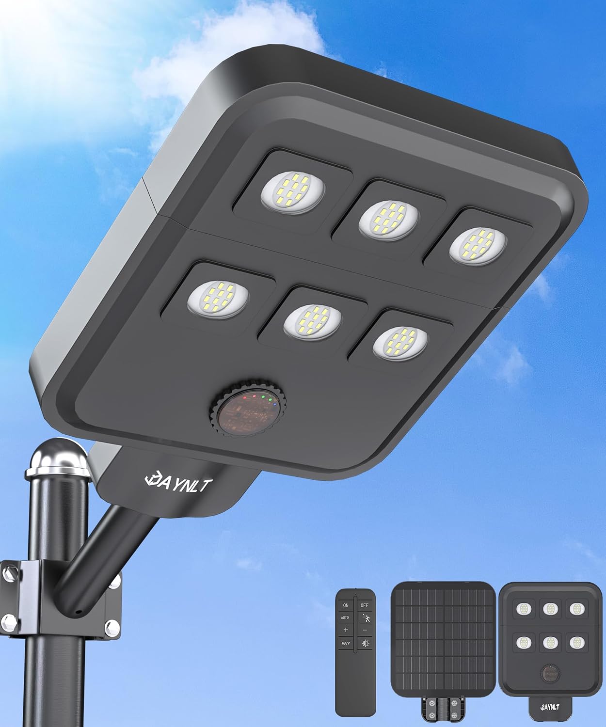 Detalle de JAYNLT X-8000W Solar Street Light, 8,000 lm, Motion Sensor, IP67