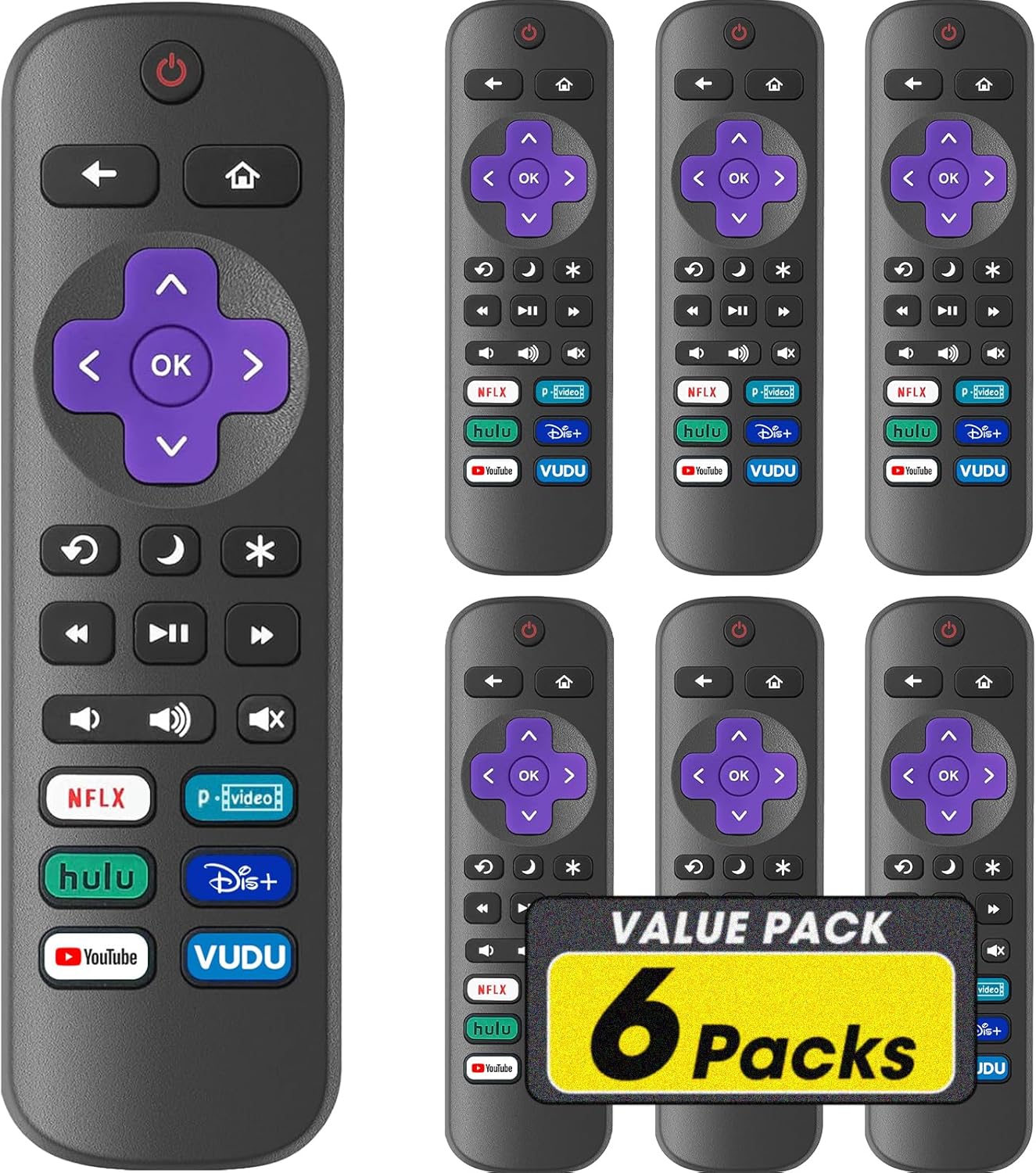 YesBes 6-Pack Replacement Remote Roku TV