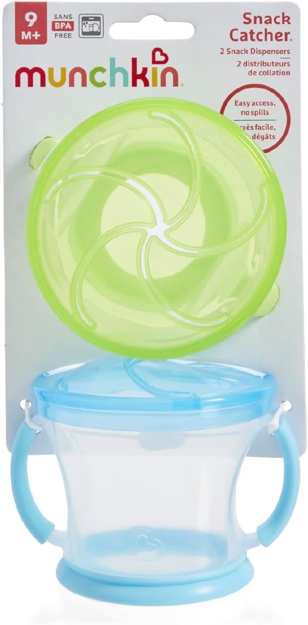 Detalle 2 de Munchkin 2 Piece Snack Catchers: Toddler Snack Box & Baby Weaning Pot (Blue/Green)