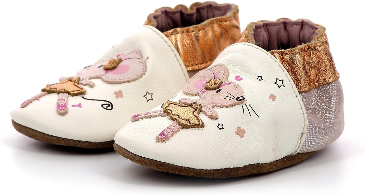 Detalle de Robeez Fille Dancing Mouse Chausson – chausson cuir sans talon pour fille