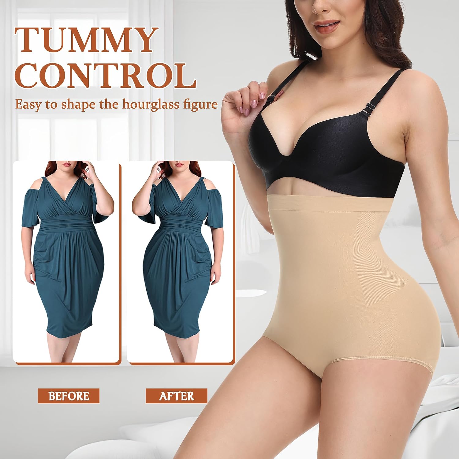 Detalle de Niceuare High-Waisted Shapewear Briefs, Seamless Tummy Control