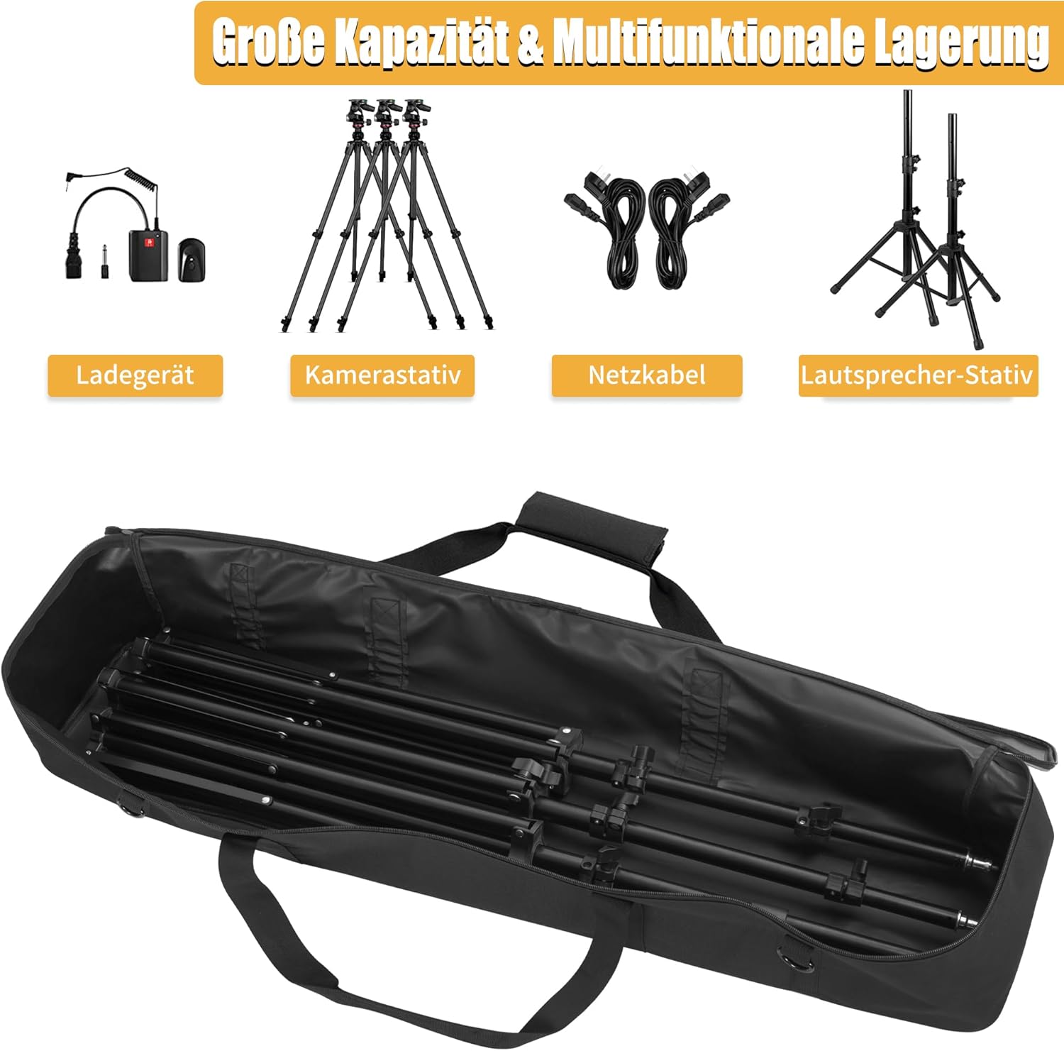 Detalle 2 de OUUTMEE Multifunktionale Stativtasche 104 x 20 x 20 cm – robuste Tragetasche mit Griff für Stative & Technik, schwarz