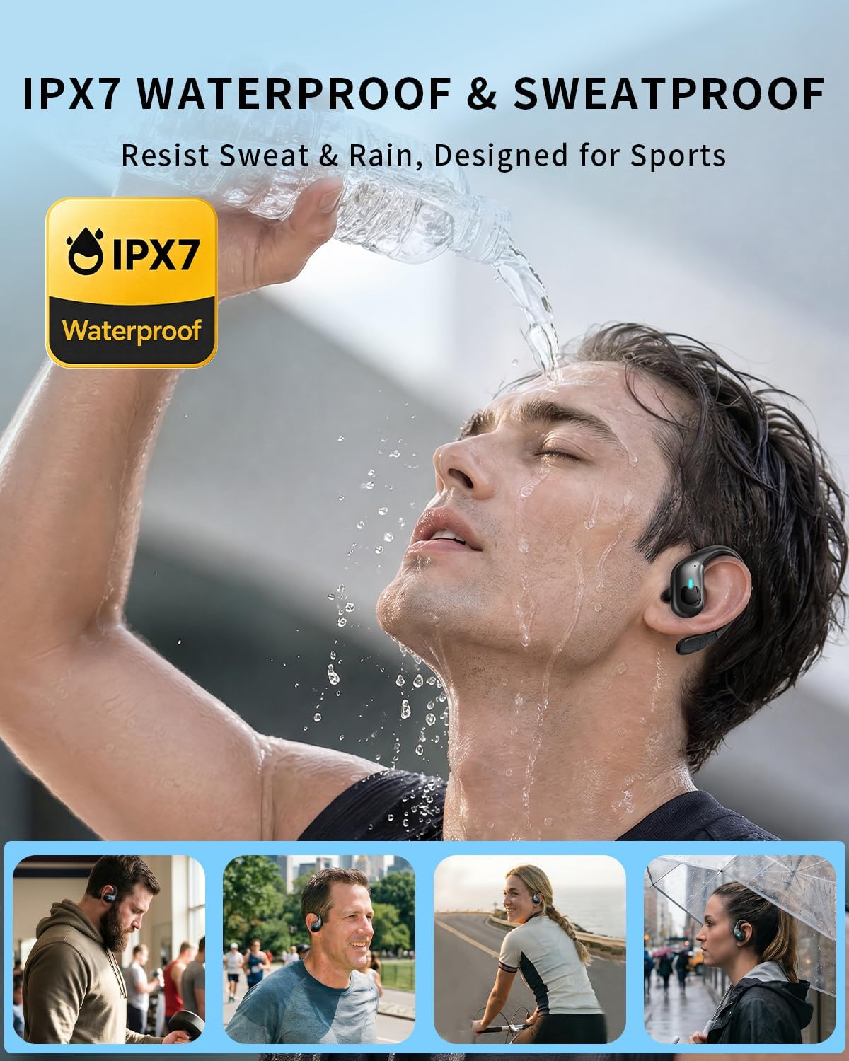 Thumbnail 6 de WHYKJTEK BX30 Open-Ear Wireless Earbuds, ANC, 90-Hour Playtime, IPX7 Black