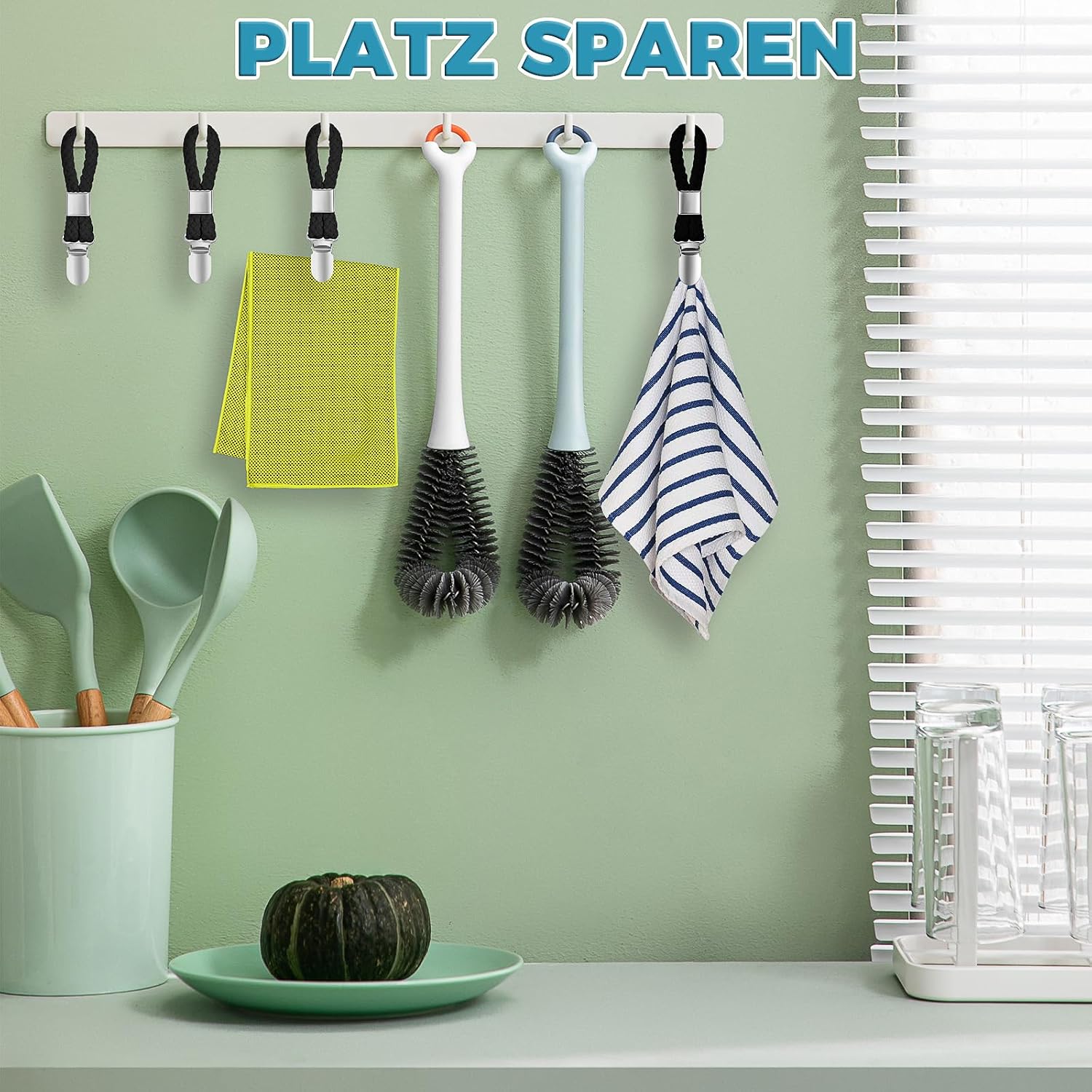 Thumbnail 6 de Aufhänger für Handtücher – 4 schwarz Clip mit Schlaufen, robuste Aufhängelösung aus Baumwolle und Edelstahl