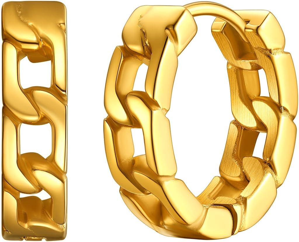 Thumbnail 6 de ChainsHouse Ohrringe für Herren Damen Edelstahl – Huggies Kreolen mit Ketten-/Achteck-/Legel-/Triangel-Design