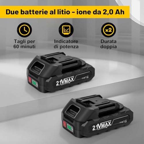 Thumbnail 4 de Brushless Mini Motosega a Batteria Enlik 6" – 1000W, 2 Batterie, Sicurezza
