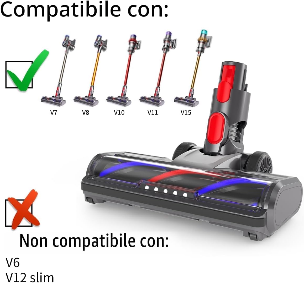 Detalle de KENVOR spazzola compatibile per Dyson V7, V8, V10, V11, V15 (LED) per pavimenti duri