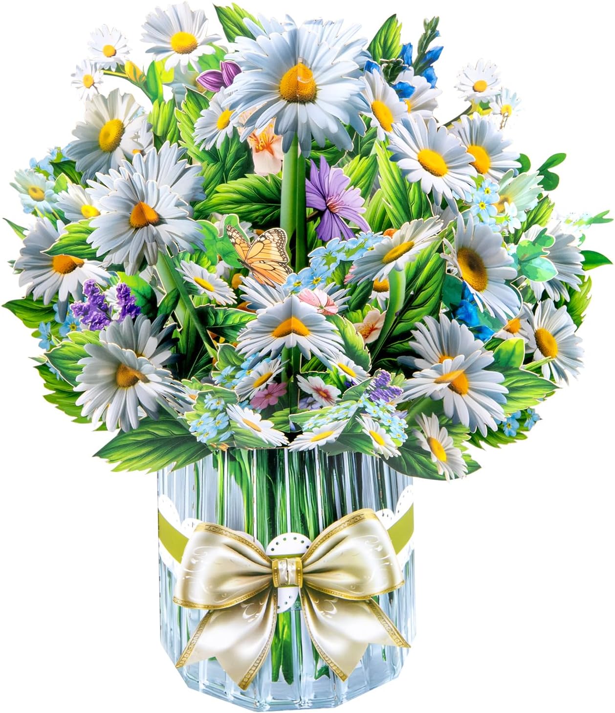 Detalle de Gänseblümchen Big Pop Up Karte – 33 cm Blumenstrauß mit leerer Notizkarte und Umschlägen