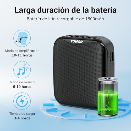 Detalle de TONOR 15W Wireless Altavoz con Micrófono Inalámbrico K11: PA portátil para docentes, guías y entrenadores