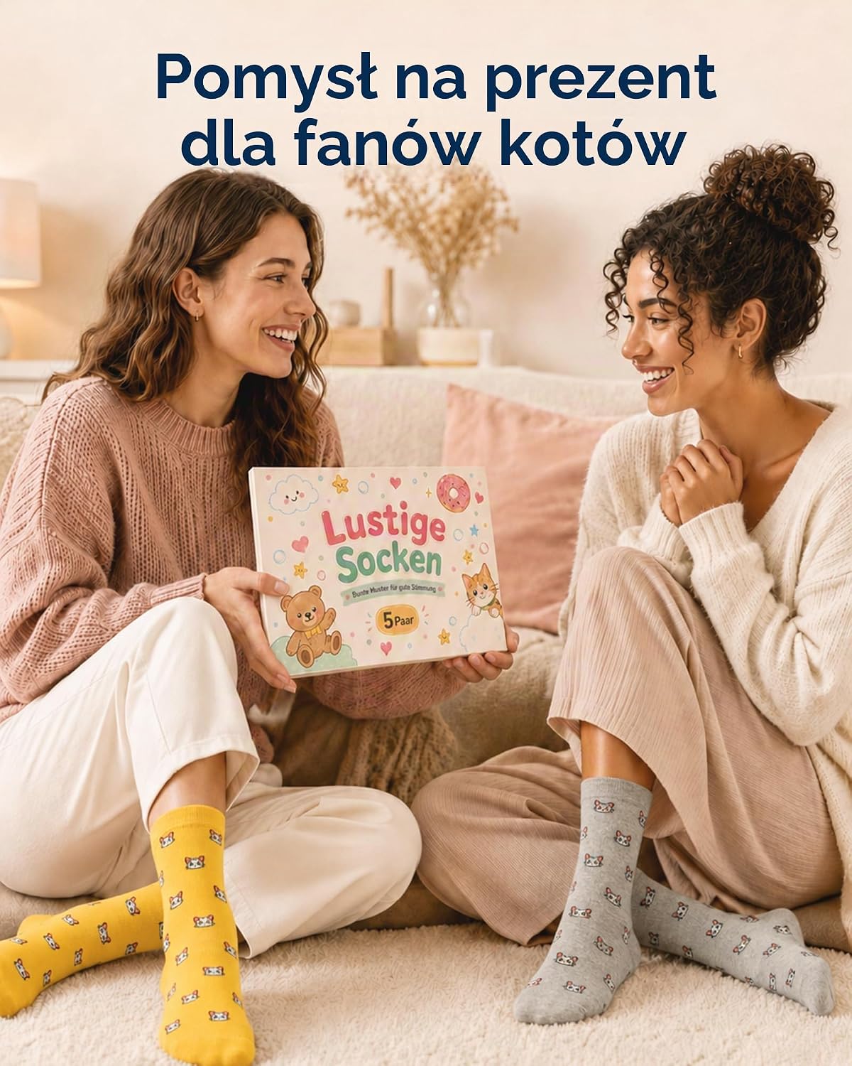 Thumbnail 5 de Veximora kolorowe skarpety damskie z kotami, 5 par, 80% bawełny