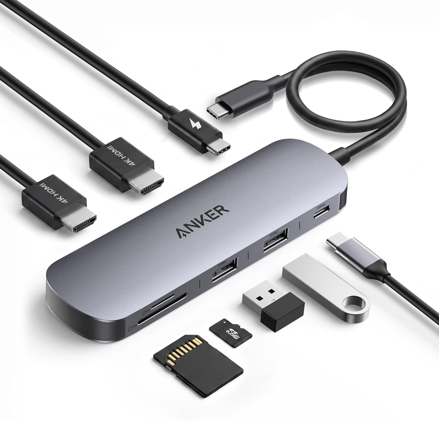 Detalle de Anker Nano 8-in-1 USB-C Docking Station: Dual 4K Monitors, 85W Power Delivery and fast USB connectivity