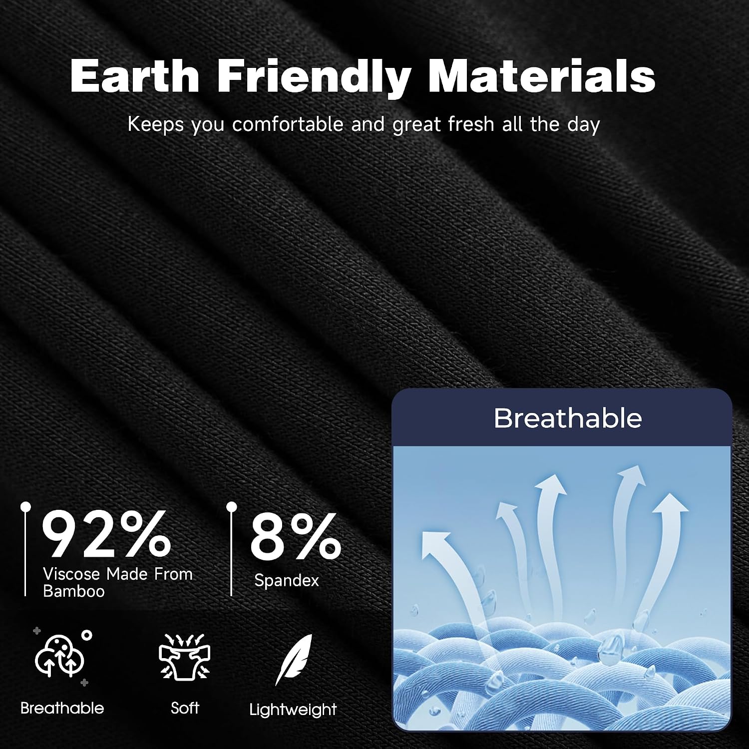Detalle 1 de BAMBOO COOL Men's Bamboo Viscose Boxer Briefs, 4-Way Stretch