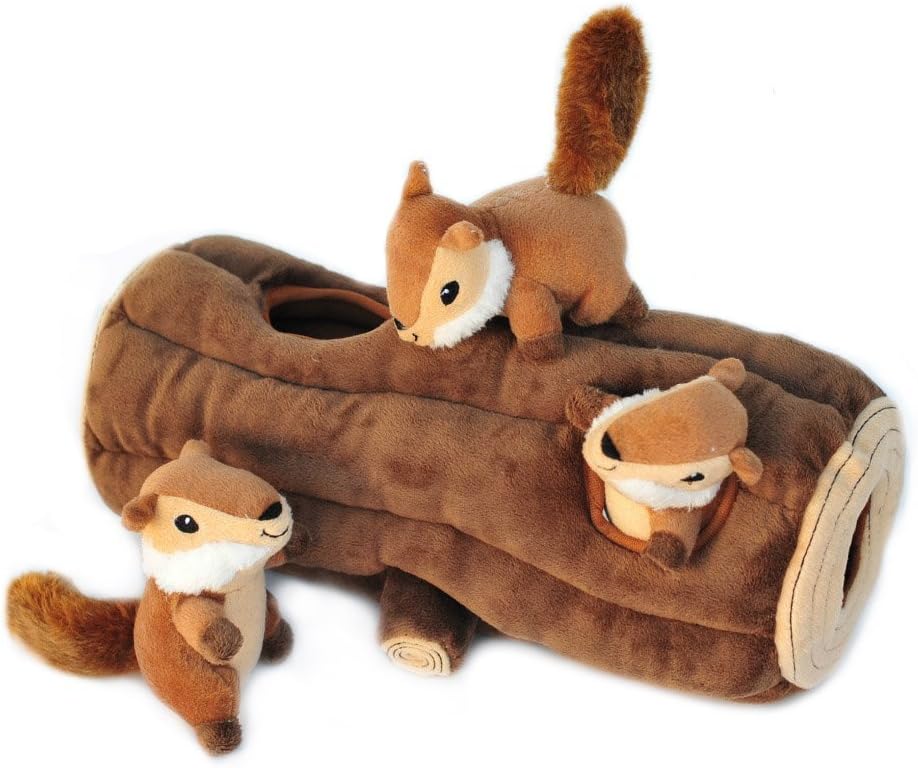 Detalle de Zippy Burrow – Höhlenstamm mit 3 Streifenhörnchen