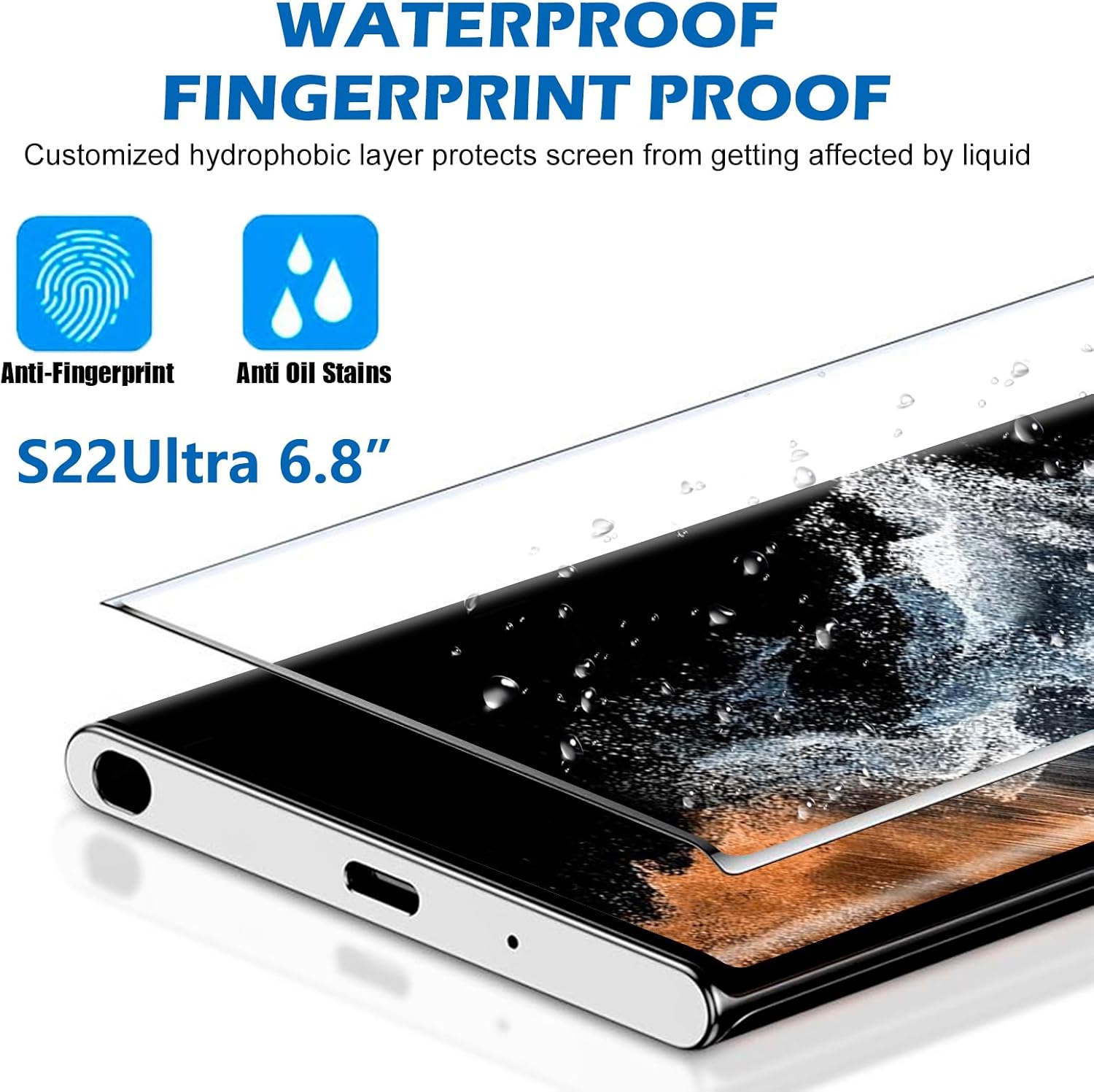 Thumbnail 4 de Samcorn 3-Pack Galaxy S22 Ultra Screen Protector (HD Clear Tempered Glass, Fingerprint Unlock)