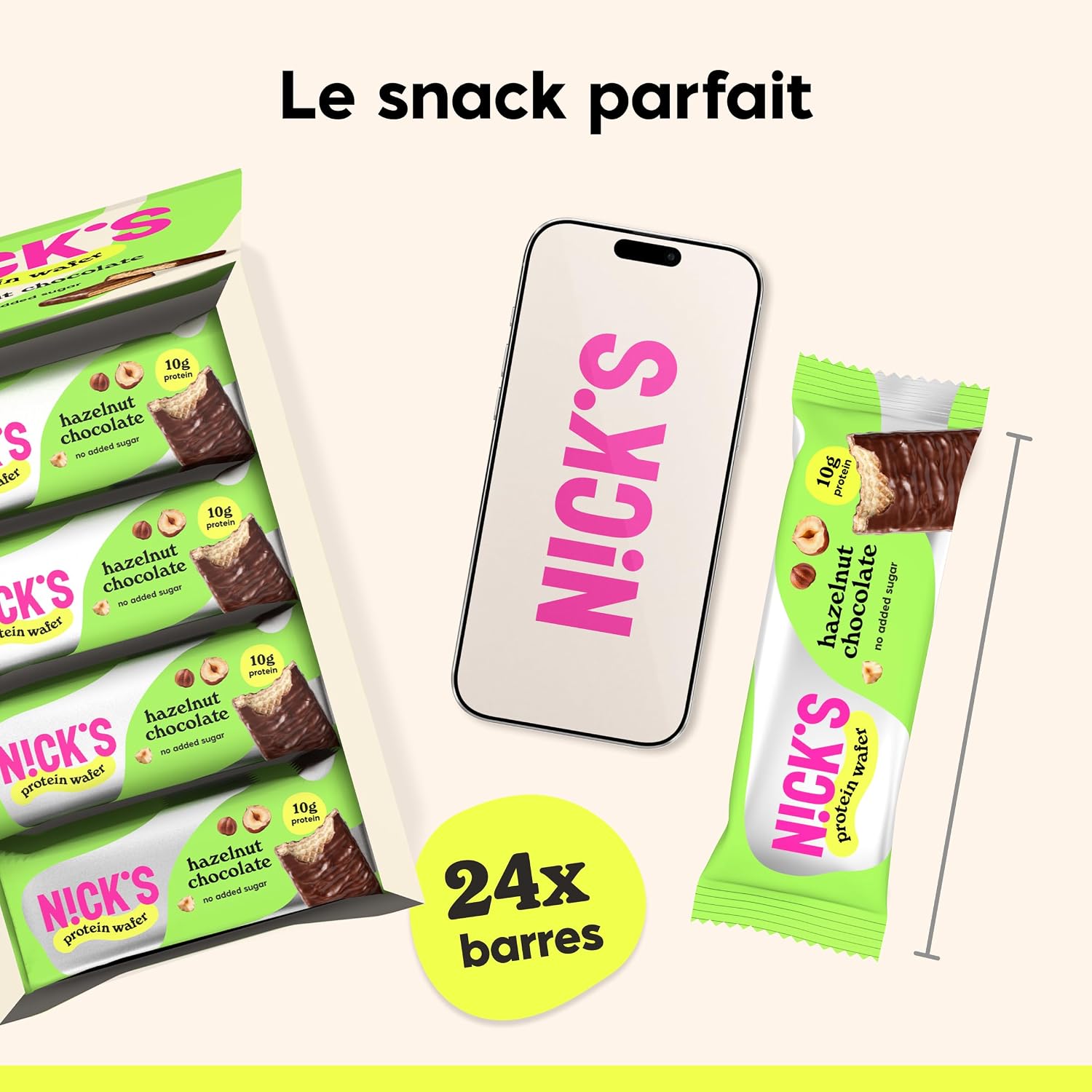 Thumbnail 6 de NICKS hazelnootwafel met 25% eiwit, zonder toegevoegde suiker en glutenvrij
