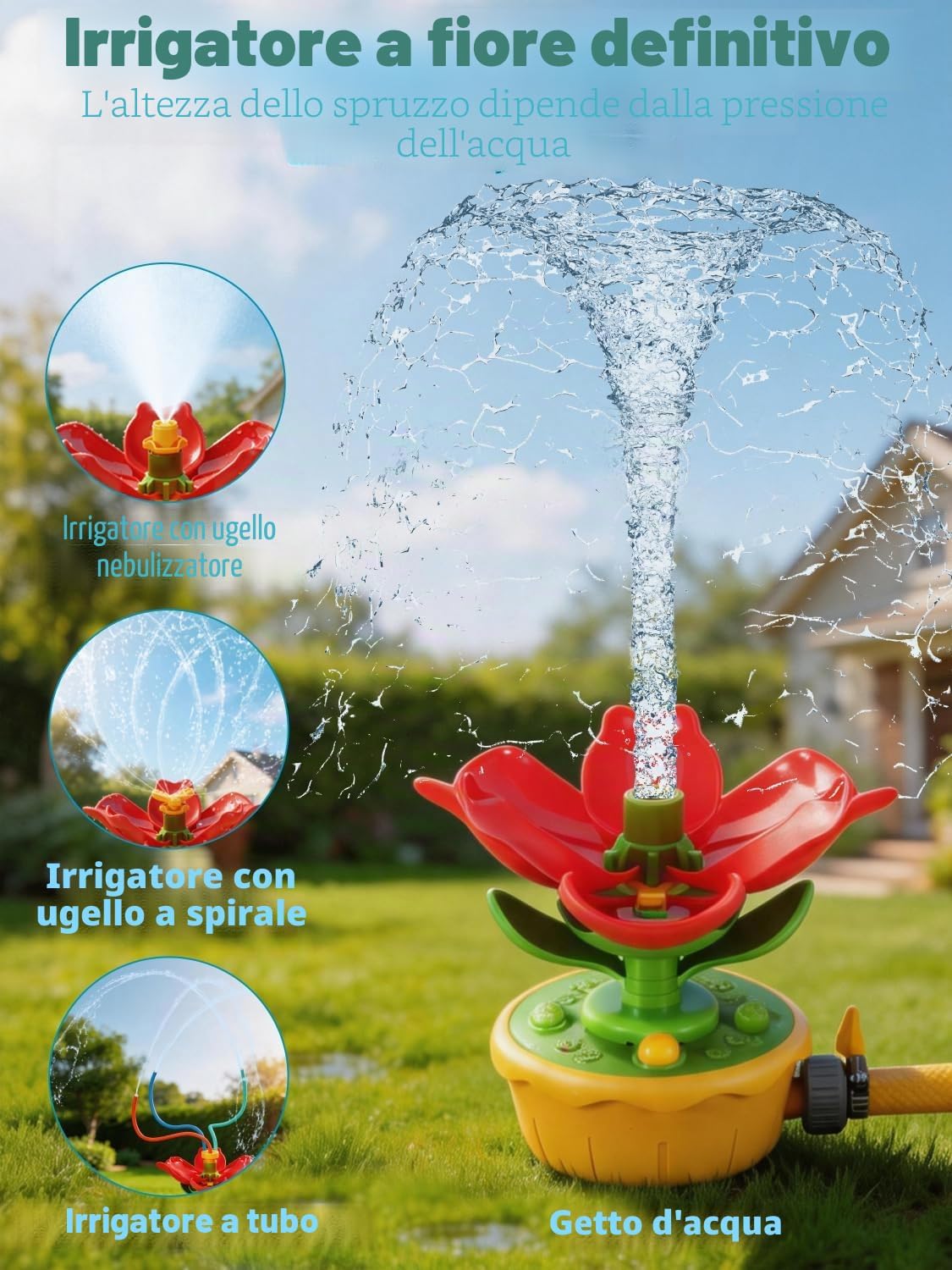 Thumbnail 4 de Giochi da Giardino per Bambini Fiore Spruzzini: Irrigatore a 3 Modalità e Tubi Flessibili