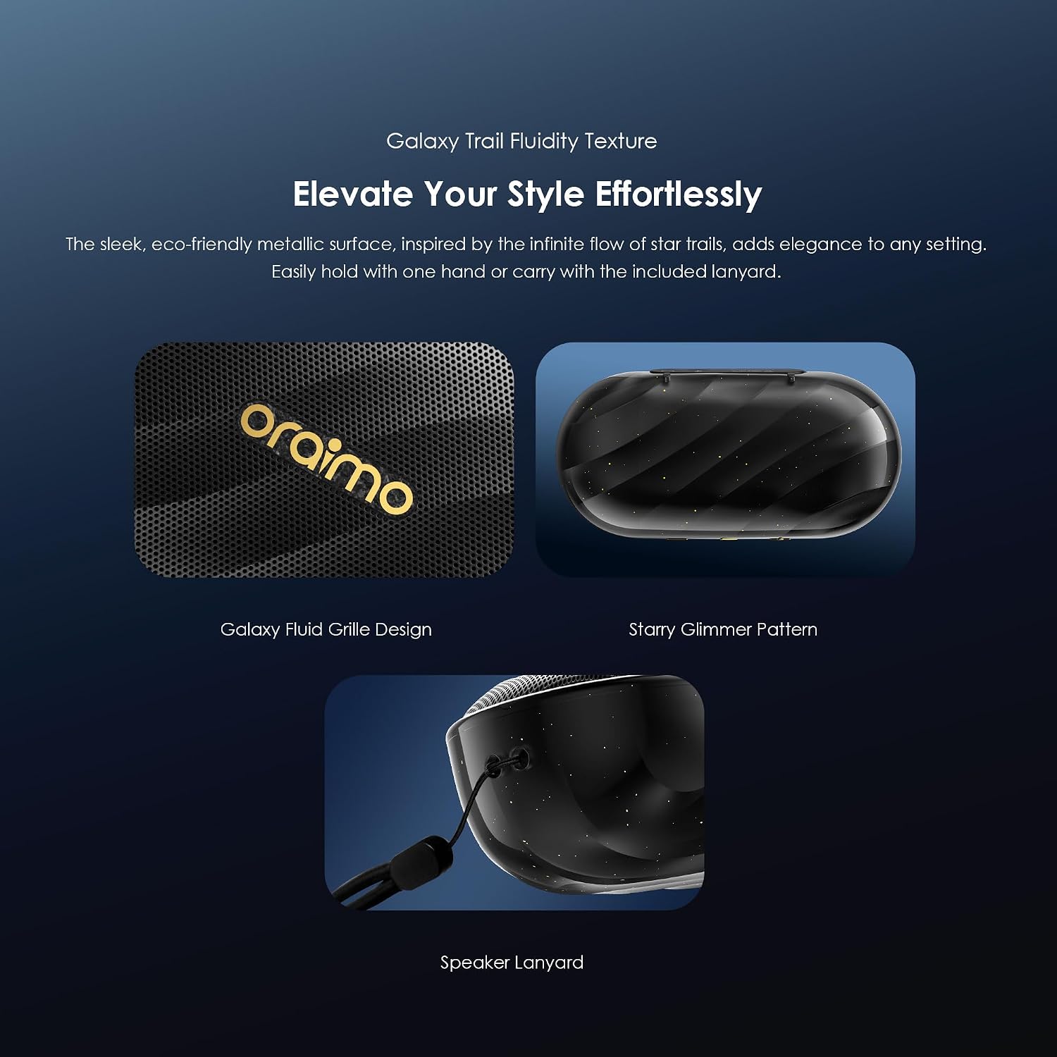 Detalle 2 de Oraimo SpaceBox Bluetooth Speaker — Waterproof Portable with LED Lights, 30-Hour Playtime, USB‑C Rechargeable