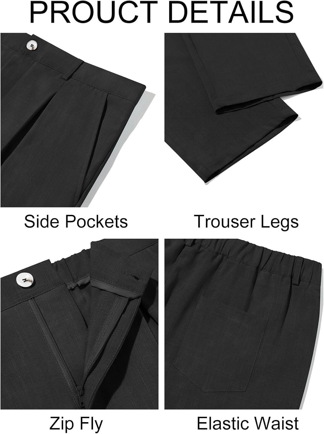 Thumbnail 4 de Runcati Men's Casual Pants with Elastic Waist – Lightweight Loose Fit Pleated Slacks