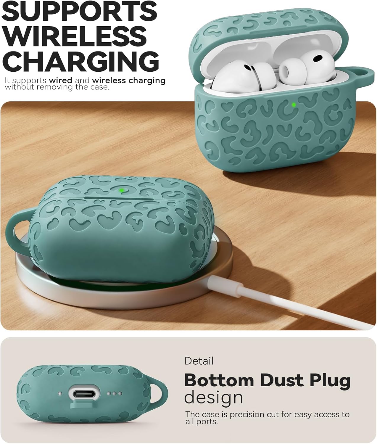 Detalle de MCTOPZO AirPods Pro 3 Silicone Case S-Green