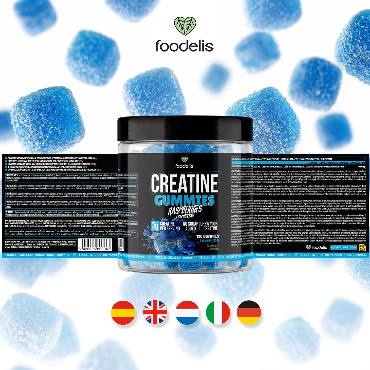 Thumbnail 6 de Foodelis Creatina gominolas: Creatina Monohidratada en Gominolas (3 g por dosis, 60 gominolas)