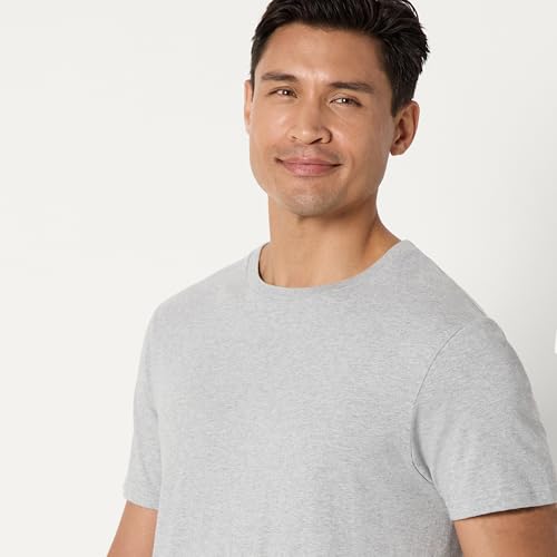 Detalle 2 de Amazon Essentials Magliette Intime Girocollo Uomo – 6 pezzi, taglia M, medio grigio mélangé/bianco