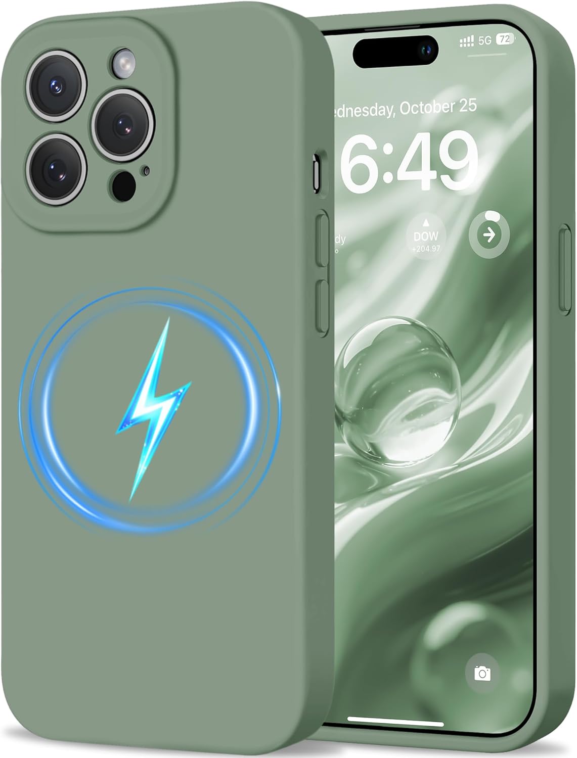 Detalle de HOOMIL Hülle für iPhone 14 Pro Max – Vollständiger Kameraschutz, MagSafe kompatibel, Seidig-weiche Haptik, Salbeigrün
