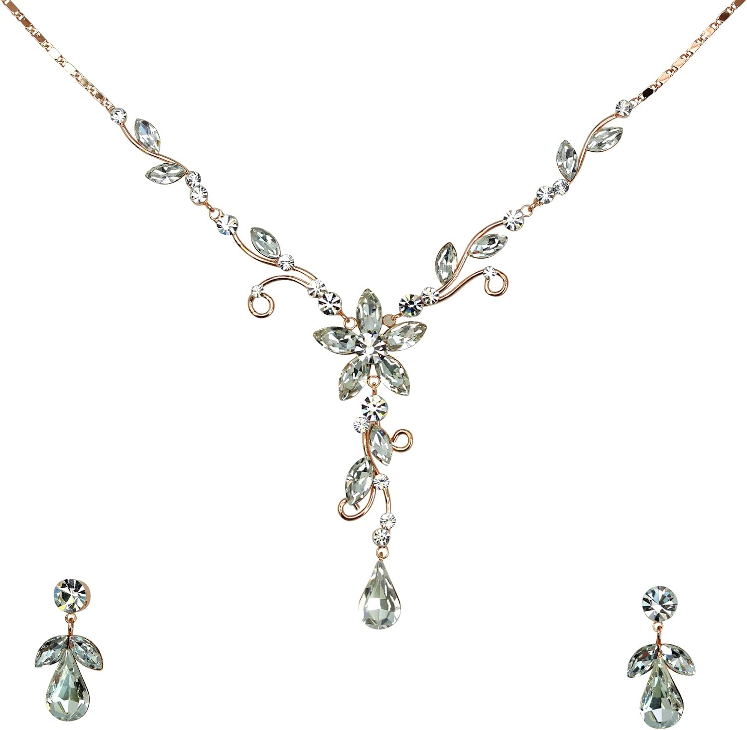 Detalle de Faship Necklace and Earring Set, Rose Gold-Plated