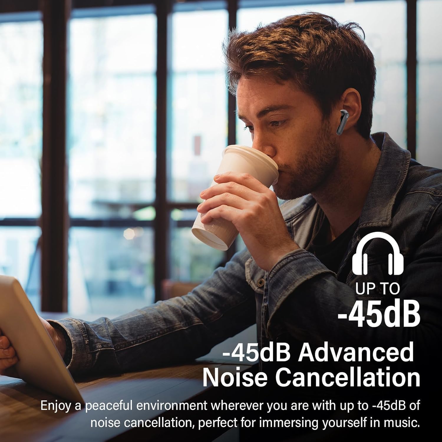 Detalle de DUCOCUB Air1 Pro cuffie Bluetooth con ANC ibrida fino a -45 dB, Hi-Res e EQ personalizzato