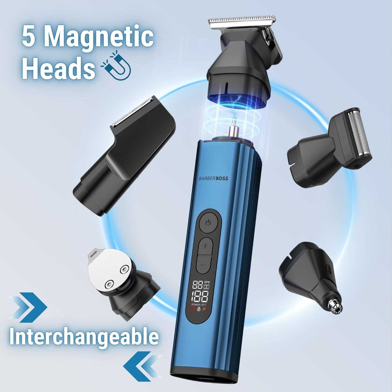 Thumbnail 2 de BarberBoss 5-in-1 Beard Trimmer for Men, Hair Clipper, Body Groomer, Nose & Ear Trimmer – QR-6020