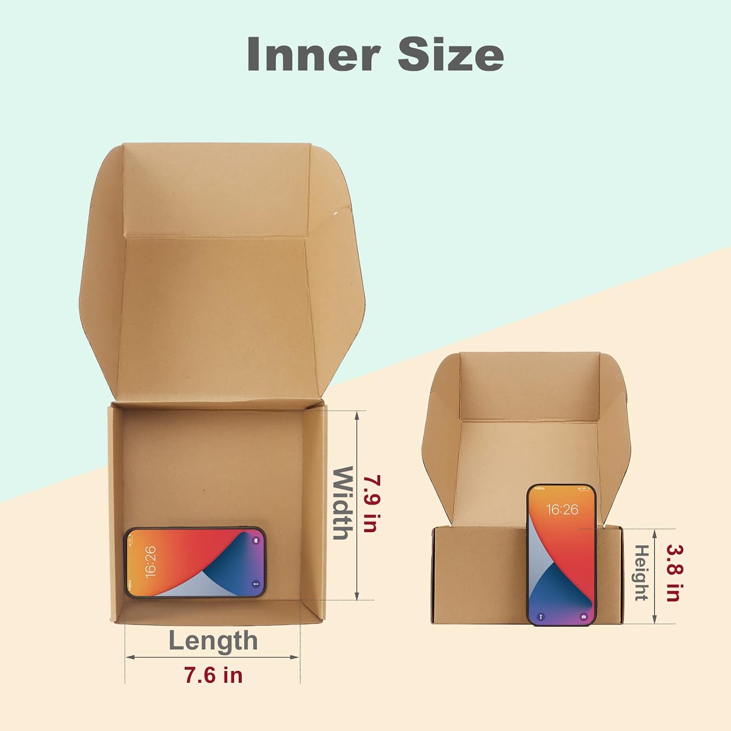 Detalle de RLAVBL 25 Pack 204x204x102 mm Small Brown Corrugated Shipping Boxes