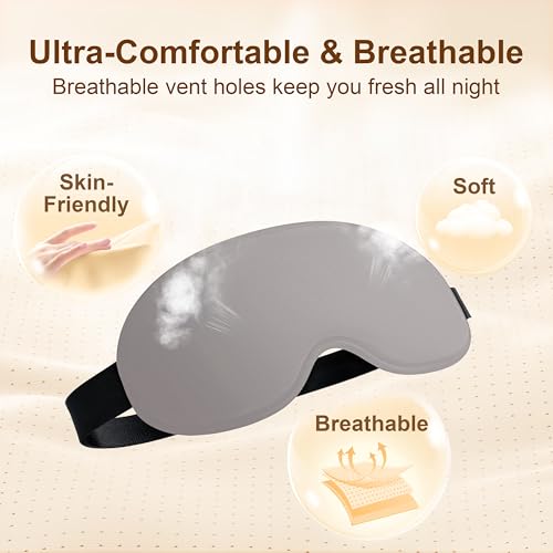 Detalle de Gritin 100% Blackout Sleep Eye Mask – 3D Contoured, Side-Sleeper Friendly (Twin Pack with Earplugs)