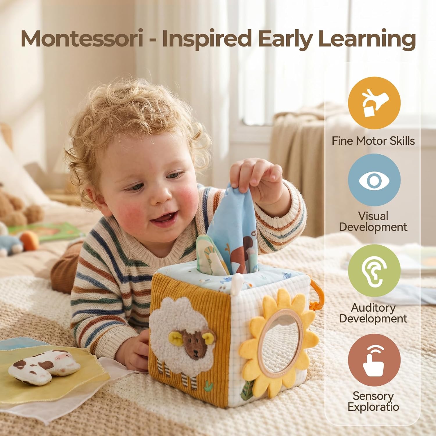 Thumbnail 1 de let's make Baby Tissue Box Toy: Farm Montessori Sensory Kit for 6–12 Months