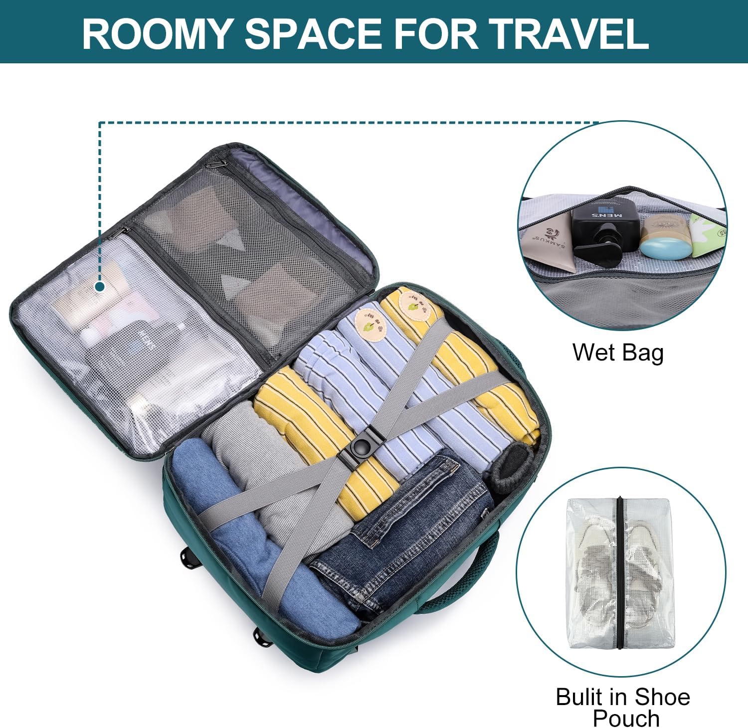 Thumbnail 3 de EZUOLA Carry On Backpack: 25L Travel Backpack for Women, Flight-Approved Underseat Organizer