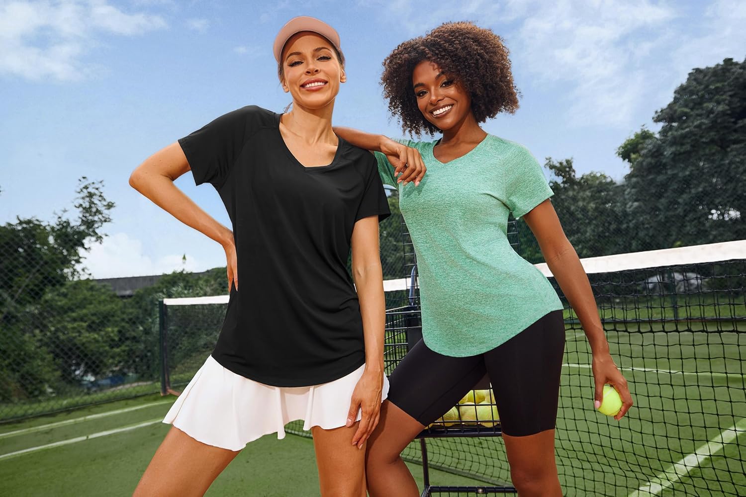 Thumbnail 6 de Wayleb Damen Sportshirt Kurzarm mit V-Ausschnitt und Mesh-Rückenteil – atmungsaktives Laufshirt für Fitness, Yoga & Sommer