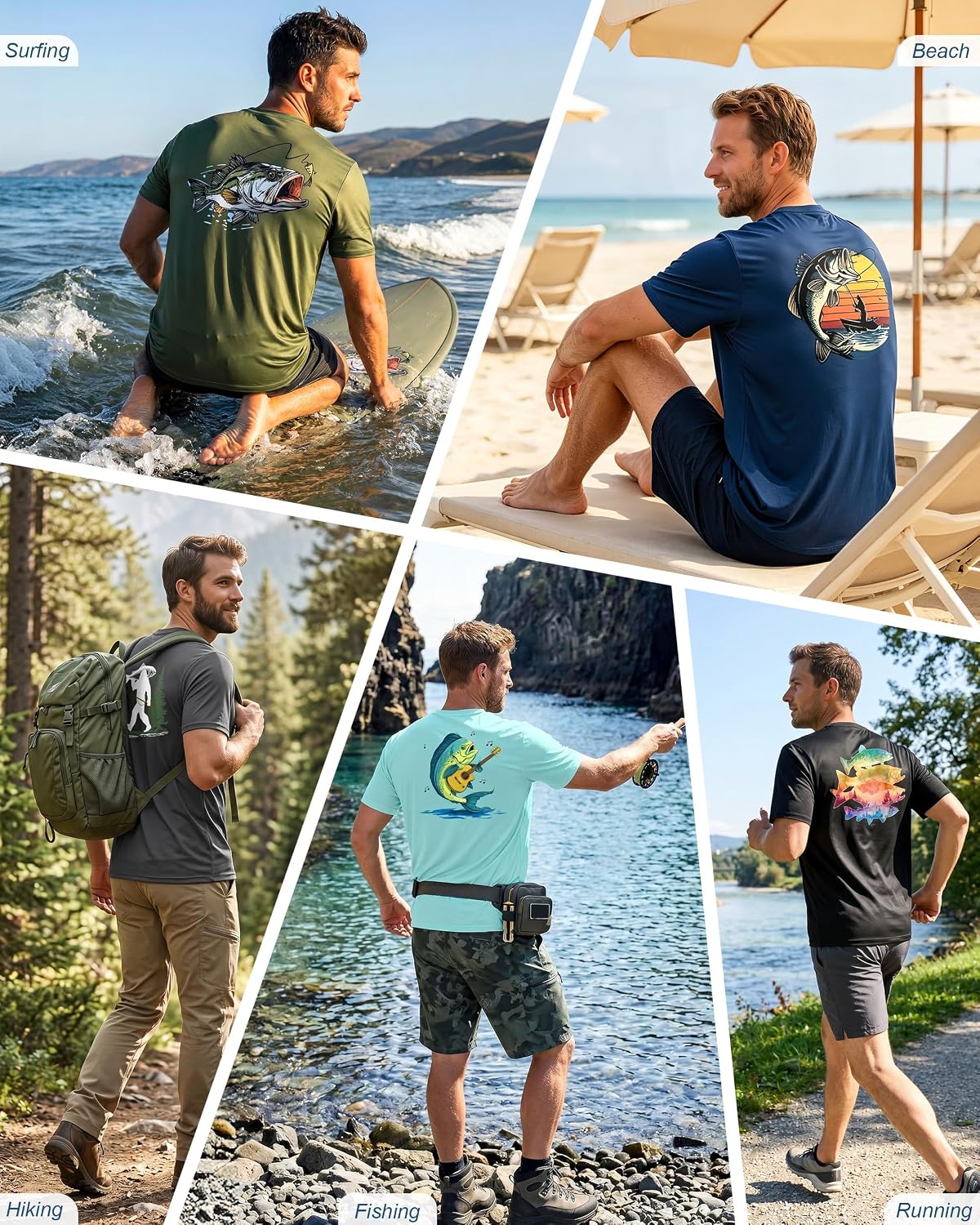 Detalle de FISHEAL Men's Fishing Shirt, Polyester-Spandex